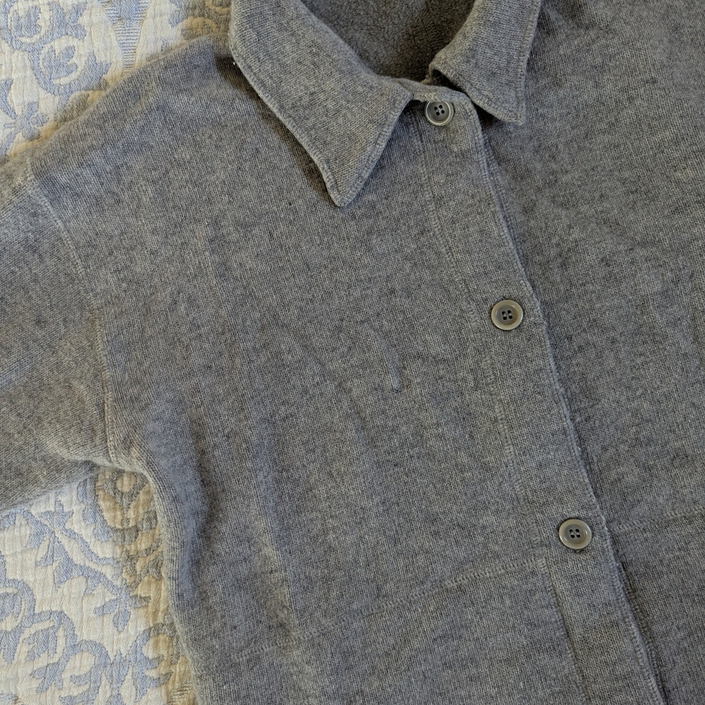 J. Crew Gray Button-Up Knit Jacket - image 3